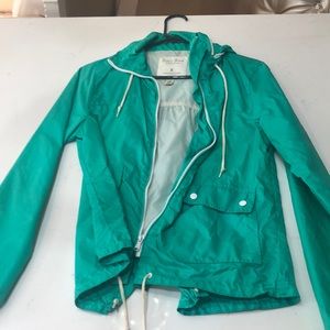 teal wind breaker rain jacket